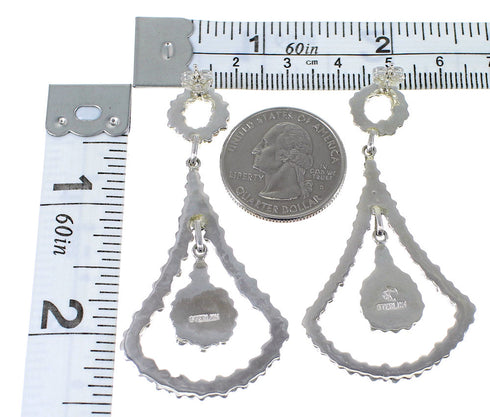 Turquoise Authentic Sterling Silver Post Dangle Earrings AX50988